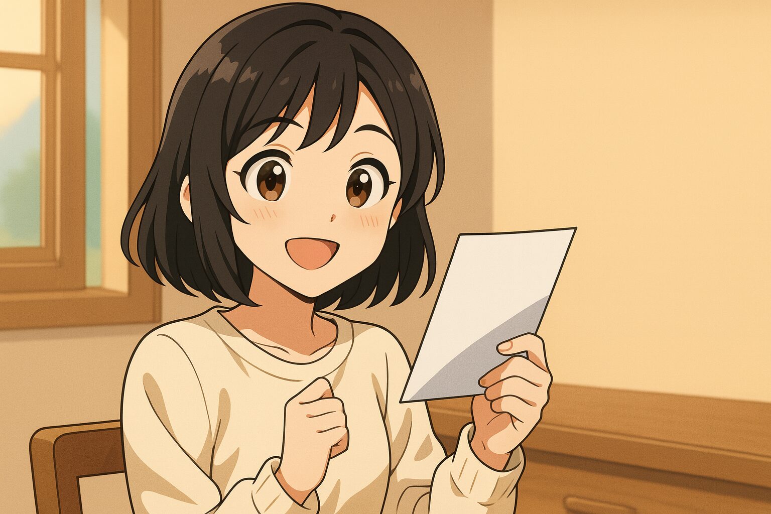 アセッテナイの契約内容を理解してニッコリしている女性。