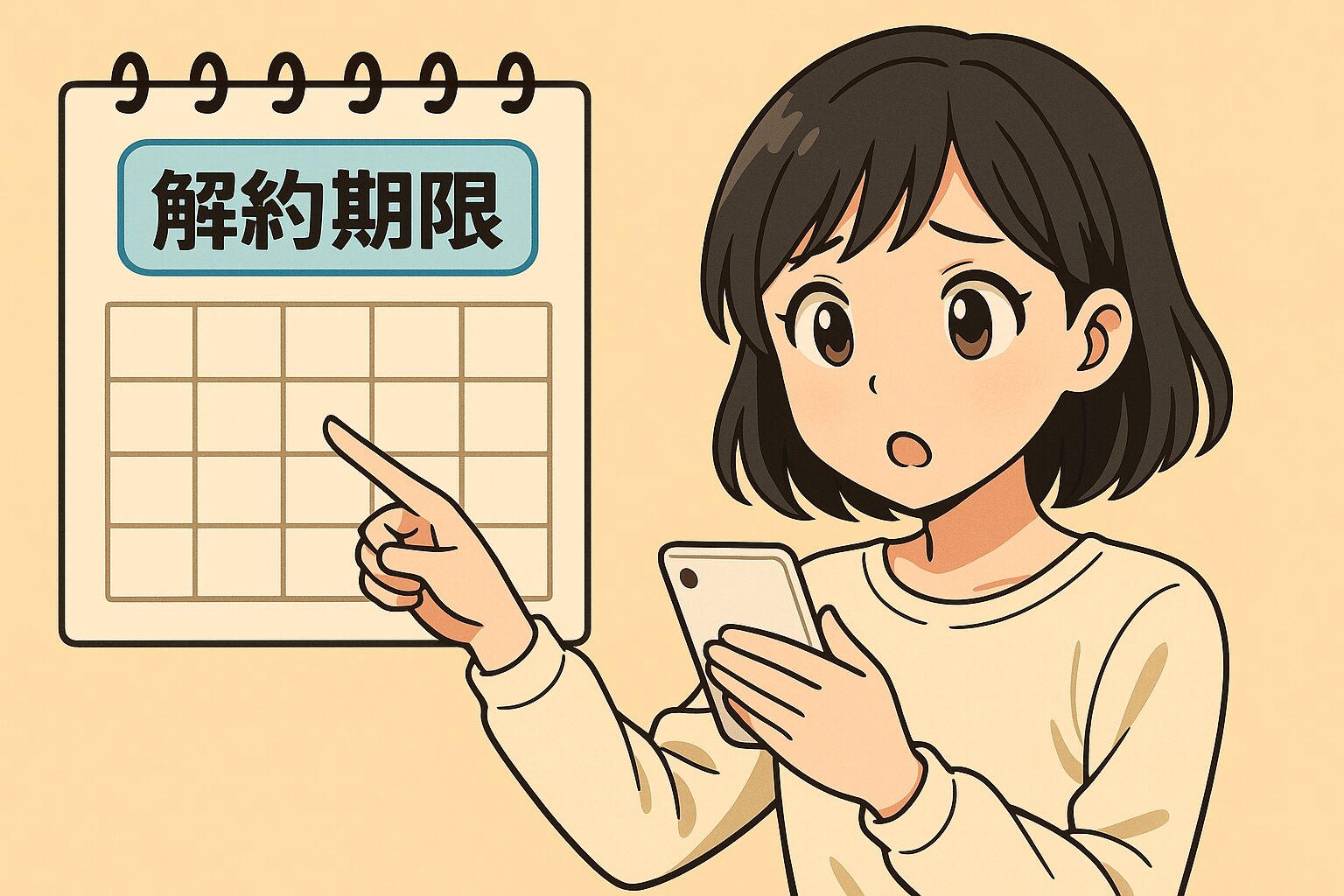 アセッテナイの解約期限を意識している女性。