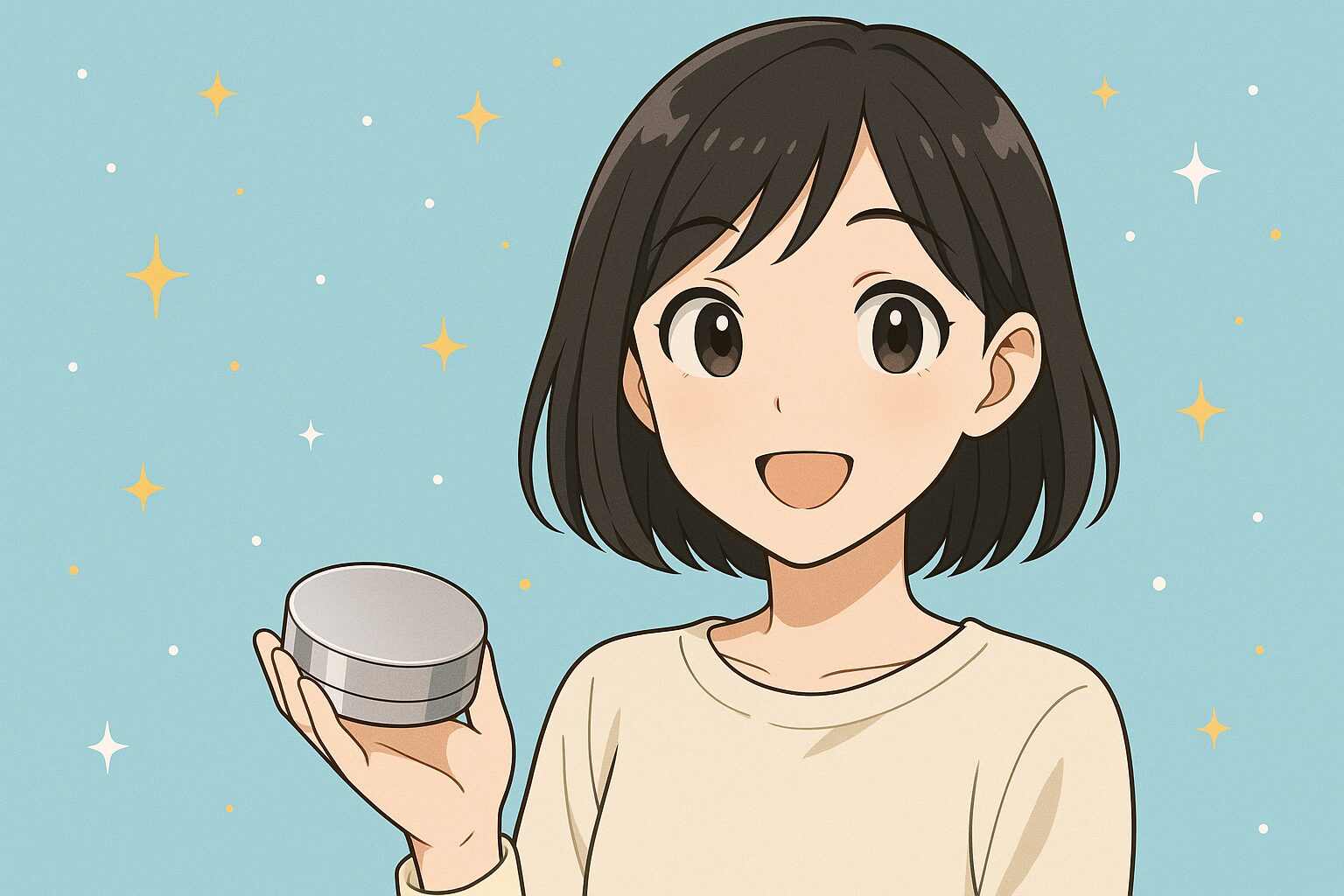 アセッテナイを公式サイトで購入して微笑んでいる女性。